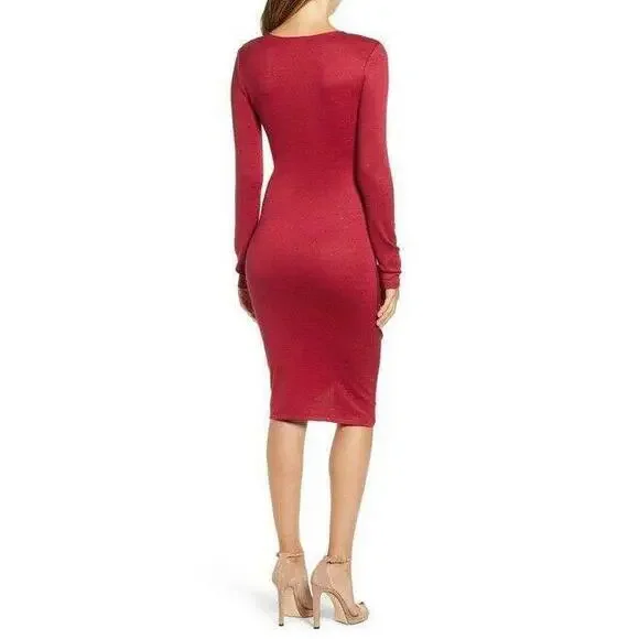 Leith Women's Ruched Front Dress In Red Rumba Size S - Picture 2 of 6